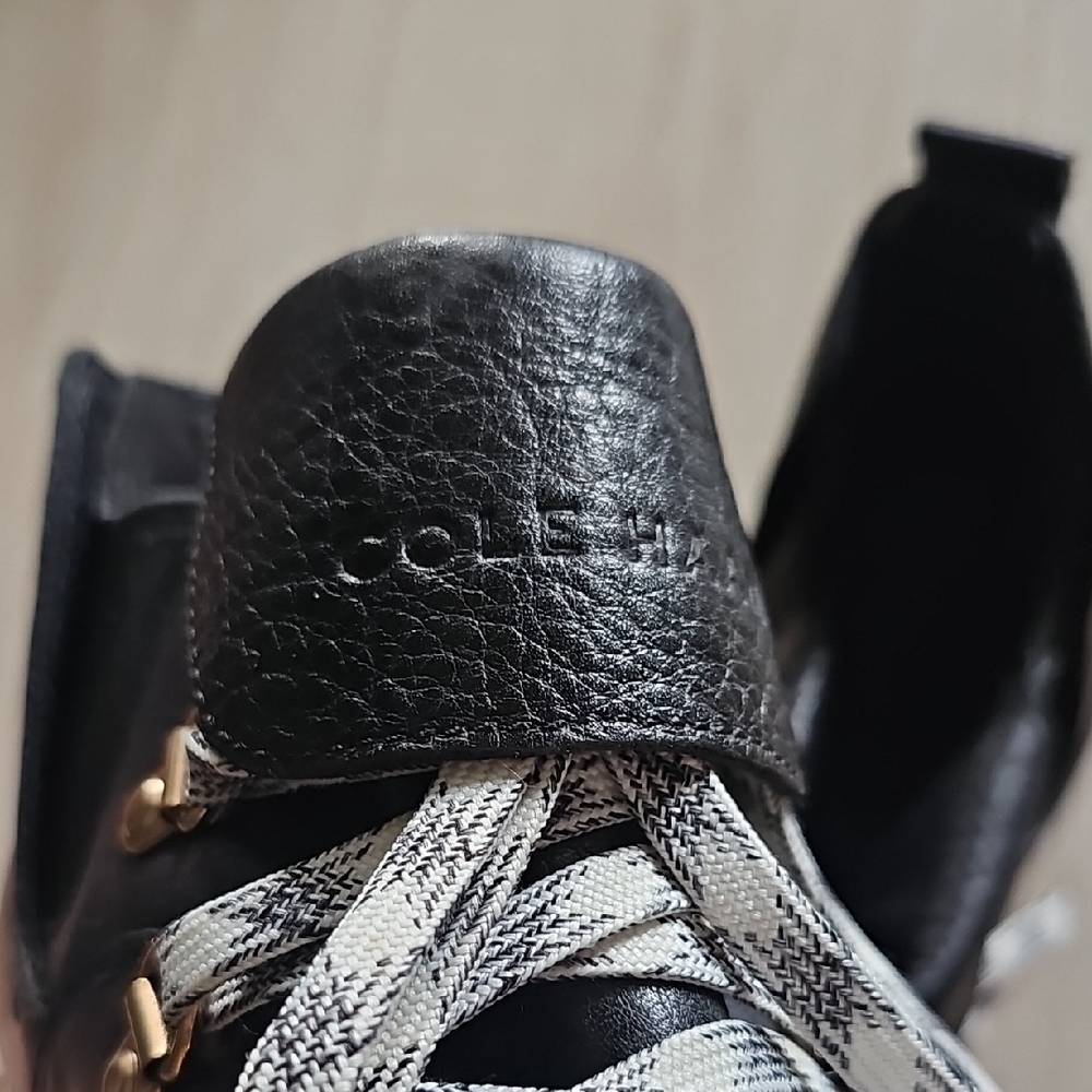 Cole Haan Waterproof Black Lace Up Wedge Boots - Picture 7 of 11